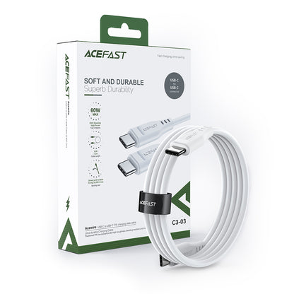 Cablu Date si Incarcare USB-C - USB-C Acefast C3-03, 60W, 1.2m, Alb
