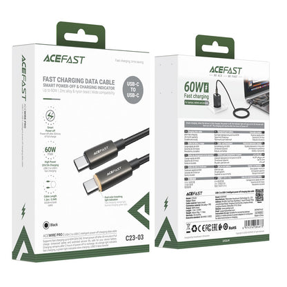 Cablu Date si Incarcare USB-C - USB-C Acefast C23-03, 60W, 1.2m, Negru