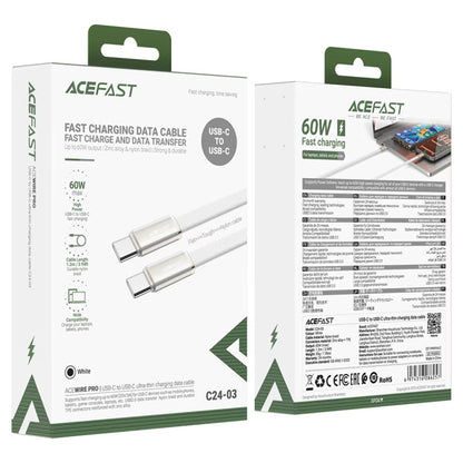 Cablu Date si Incarcare USB-C - USB-C Acefast C24-03, 60W, 1.2m, Alb