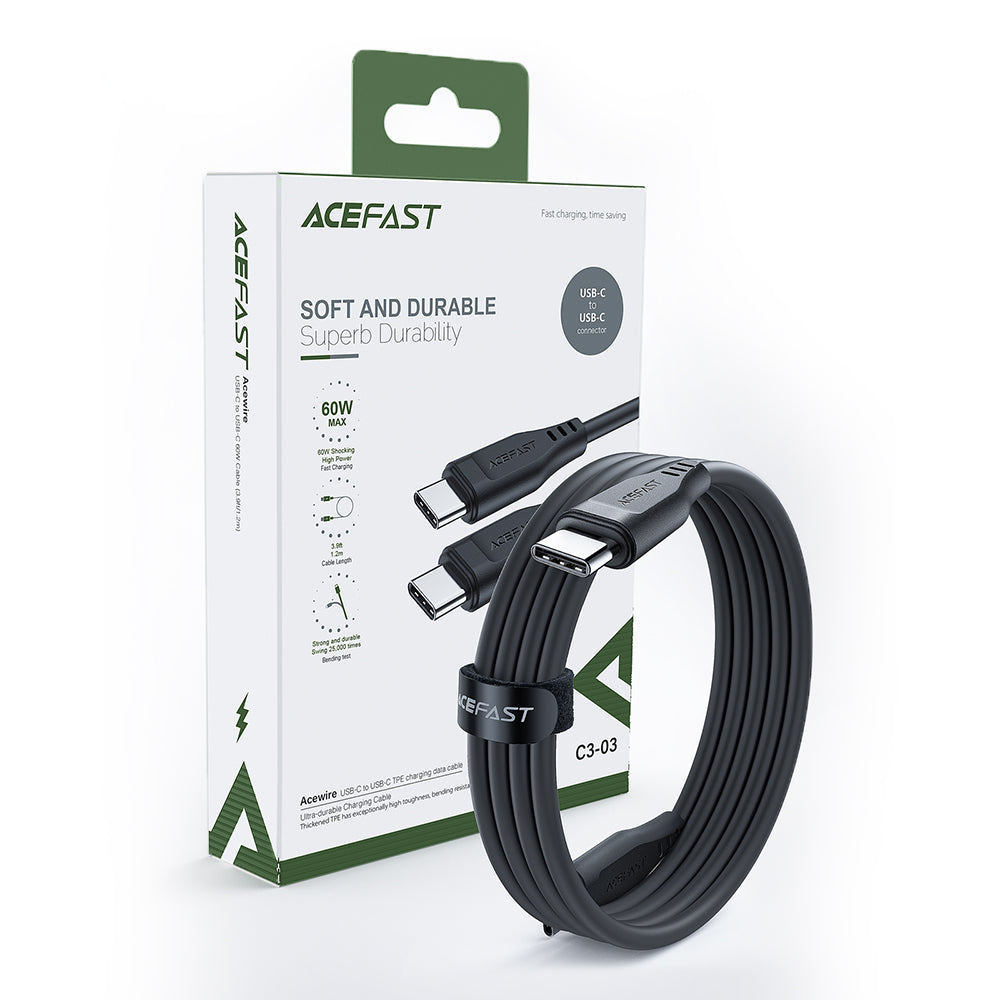 Cablu Date si Incarcare USB-C - USB-C Acefast C3-03, 60W, 1.2m, Negru