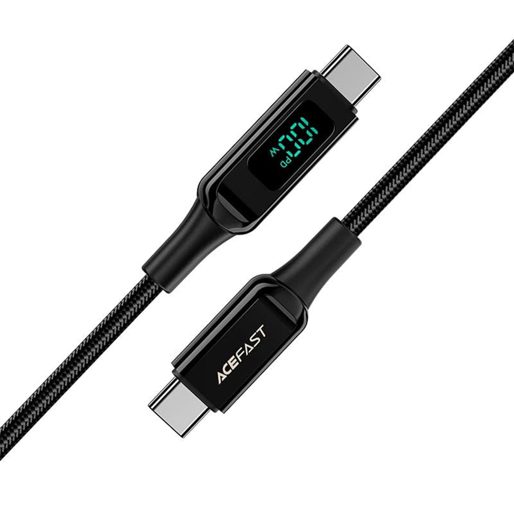 Cablu Date si Incarcare USB-C - USB-C Acefast C6-03 Display, 100W, 2m, Negru
