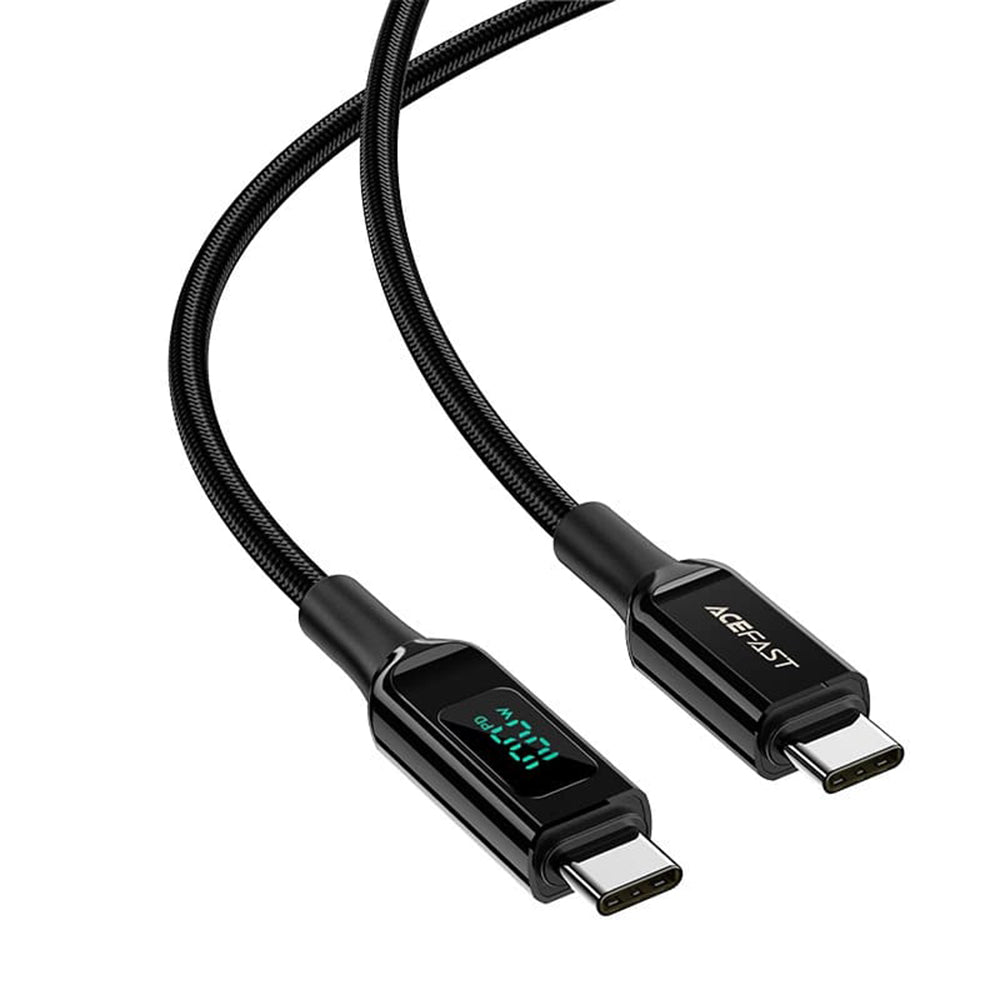 Cablu Date si Incarcare USB-C - USB-C Acefast C6-03 Display, 100W, 2m, Negru