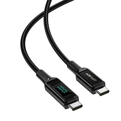 Cablu Date si Incarcare USB-C - USB-C Acefast C6-03 Display, 100W, 2m, Negru