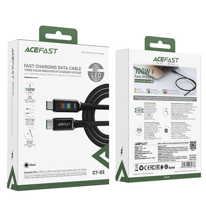 Cablu Date si Incarcare USB-C - USB-C Acefast C7-03, 100W, 1.2m, Negru