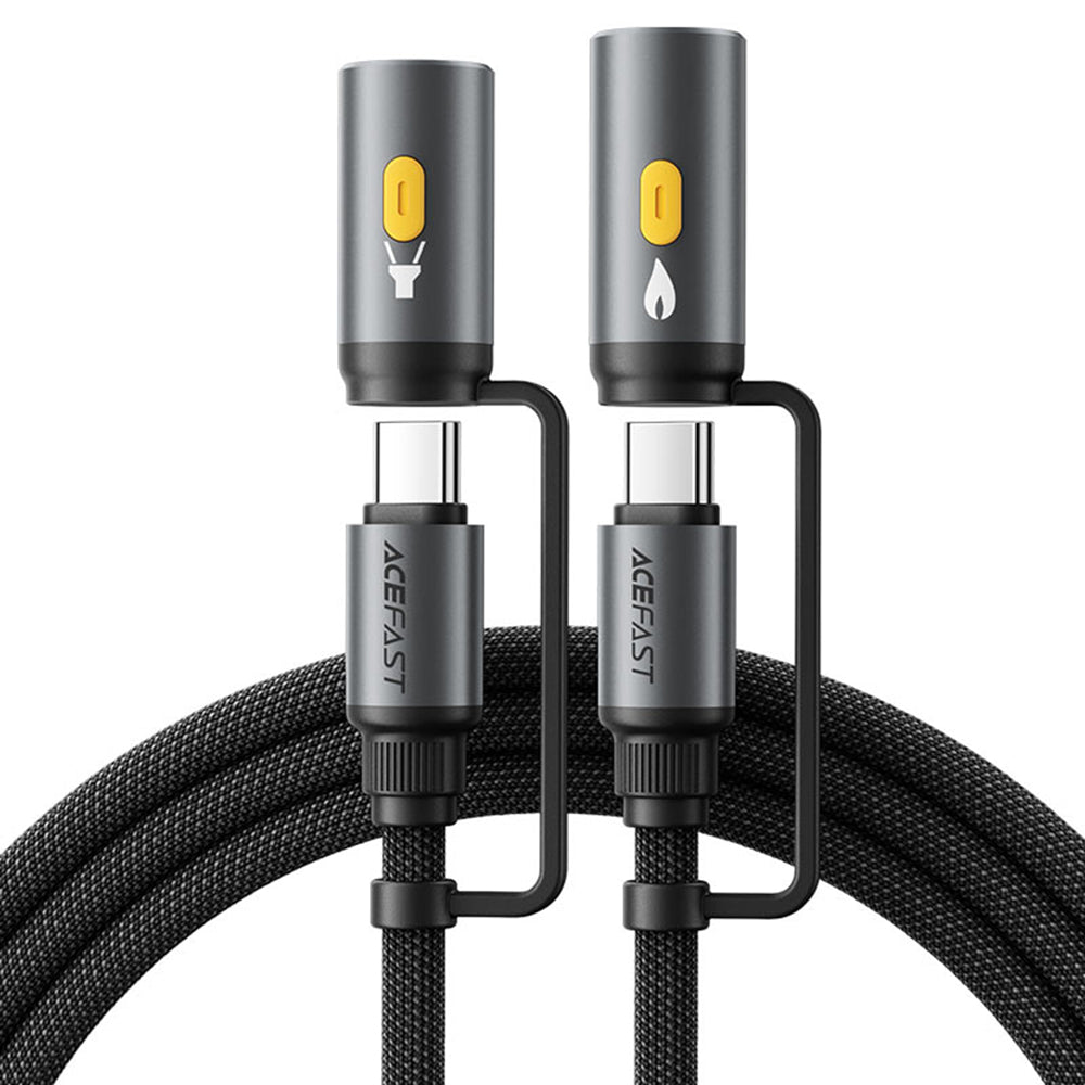 Cablu Date si Incarcare USB-C / Lanterna - USB-C / Bricheta Electrica Acefast J4, 60W, 1.2m, Negru