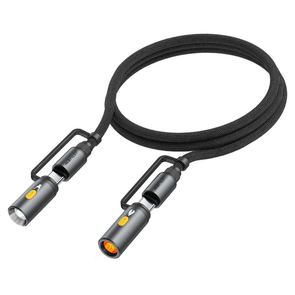 Cablu Date si Incarcare USB-C / Lanterna - USB-C / Bricheta Electrica Acefast J4, 60W, 1.2m, Negru