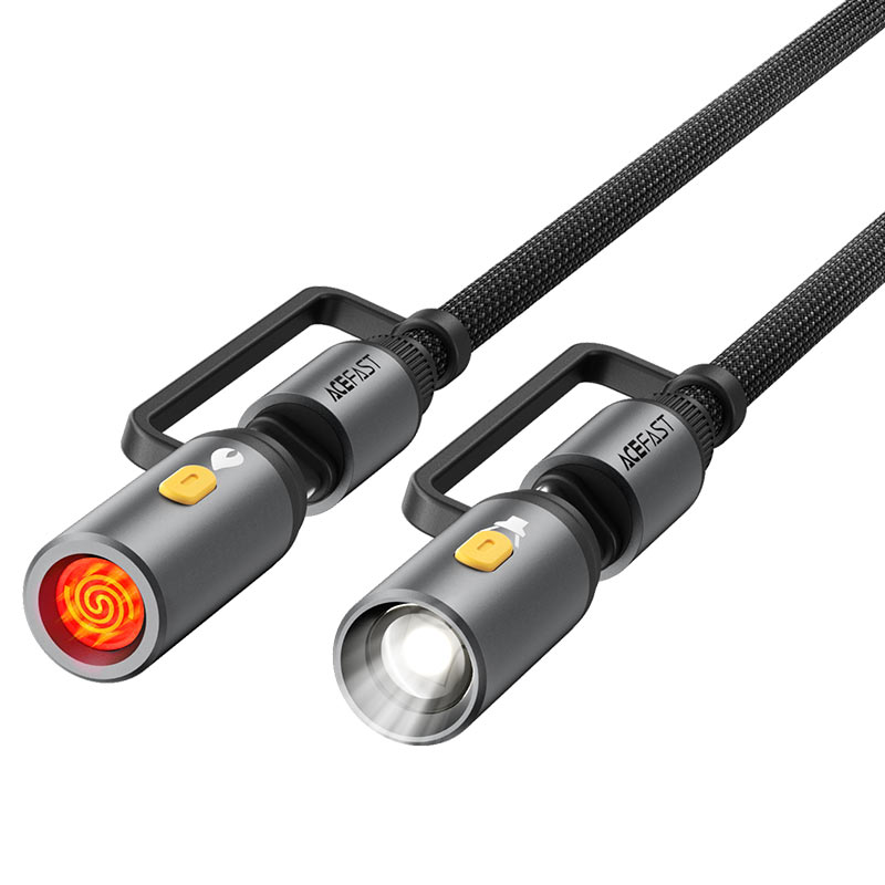 Cablu Date si Incarcare USB-C / Lanterna - USB-C / Bricheta Electrica Acefast J4, 60W, 1.2m, Negru