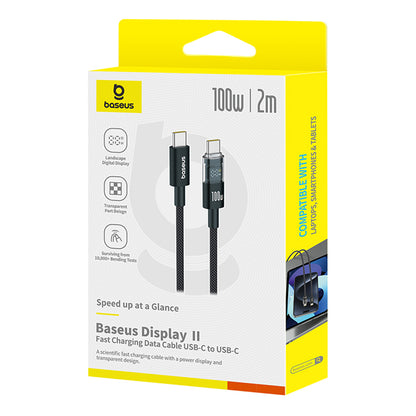 Cablu Date si Incarcare USB-C - USB-C Baseus Display 2, 100W, 2m, Negru P10377706123-00