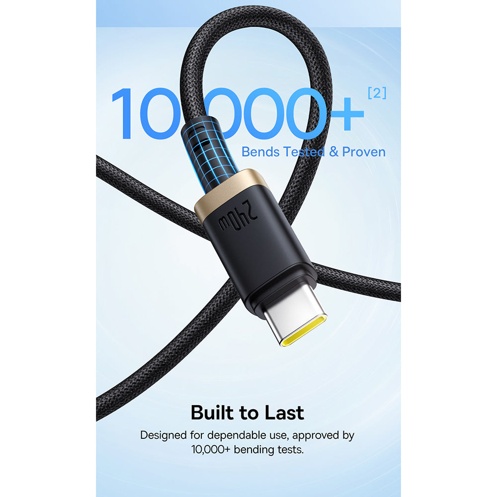 Cablu Date si Incarcare USB-C - USB-C Baseus Dura, 240W, 1m, Auriu Negru P10377803U03-00