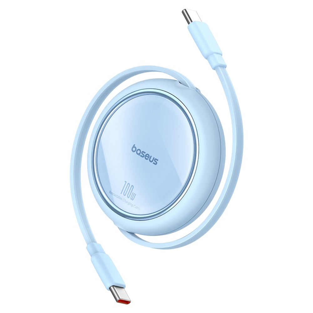 Cablu Date si Incarcare USB-C - USB-C Baseus Free2Draw Mini Retractable, 100W, 1m, Bleu P10364500311-00