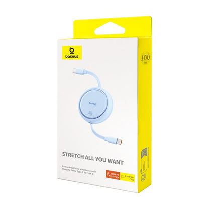 Cablu Date si Incarcare USB-C - USB-C Baseus Free2Draw Mini Retractable, 100W, 1m, Bleu P10364500311-00