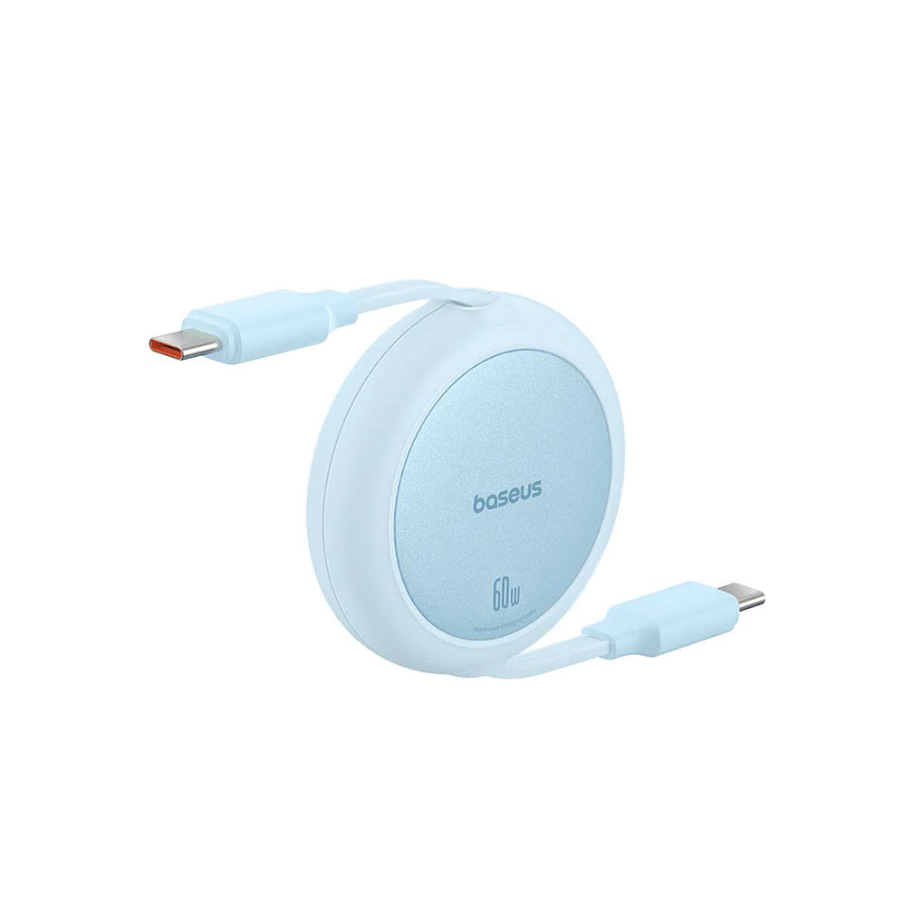 Cablu Date si Incarcare USB-C - USB-C Baseus Free2Pull Mini Retractable, 60W, 1m, Bleu P10364500311-01