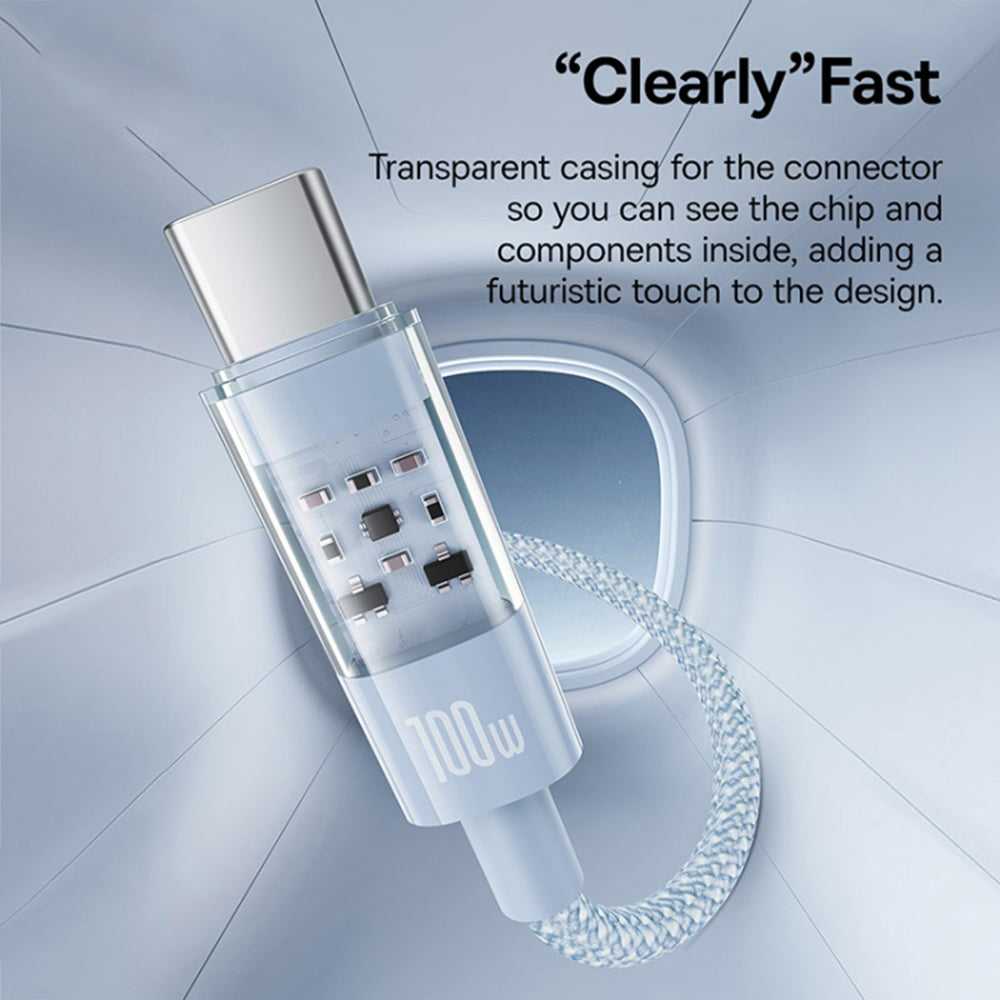 Cablu Date si Incarcare USB-C - USB-C Baseus Gem, 100W, 1m, Bleu P10373000311-00