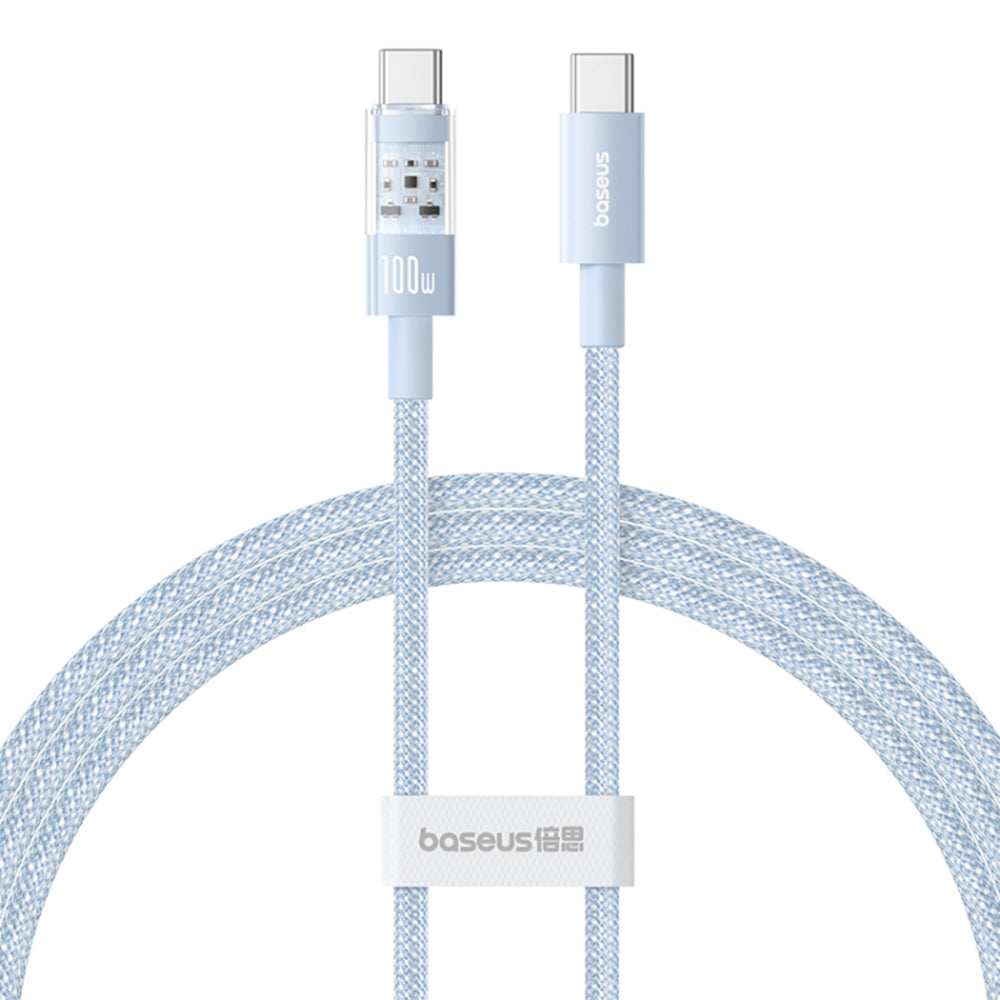 Cablu Date si Incarcare USB-C - USB-C Baseus Gem, 100W, 2m, Bleu P10373000311-01