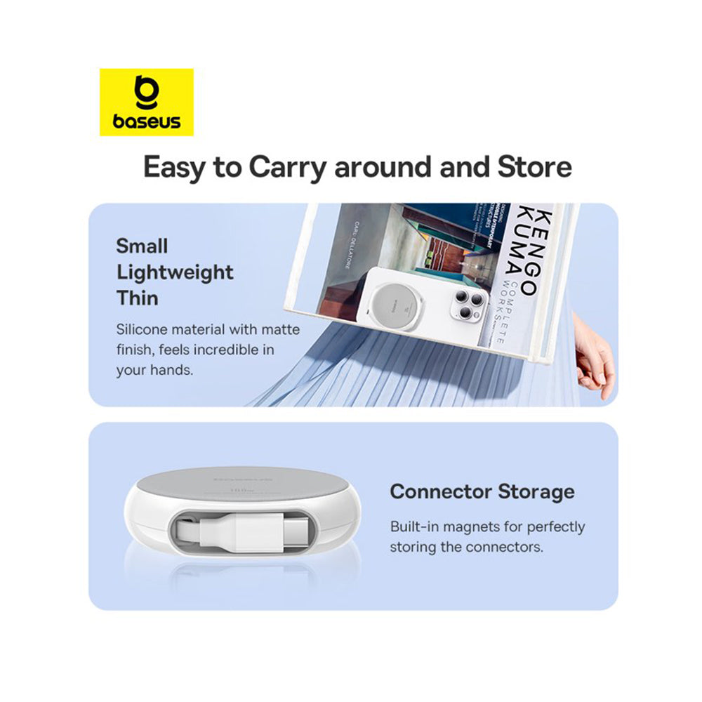 Cablu Date si Incarcare USB-C - USB-C Baseus Pathfinder Retractable, 100W, 1m, Alb P10368400211-00