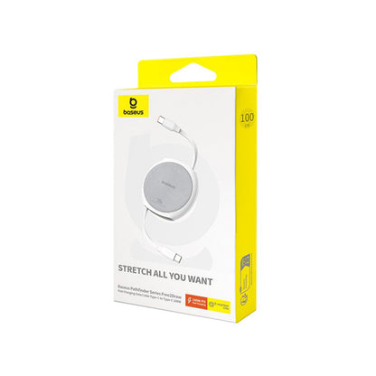 Cablu Date si Incarcare USB-C - USB-C Baseus Pathfinder Retractable, 100W, 1m, Alb P10368400211-00
