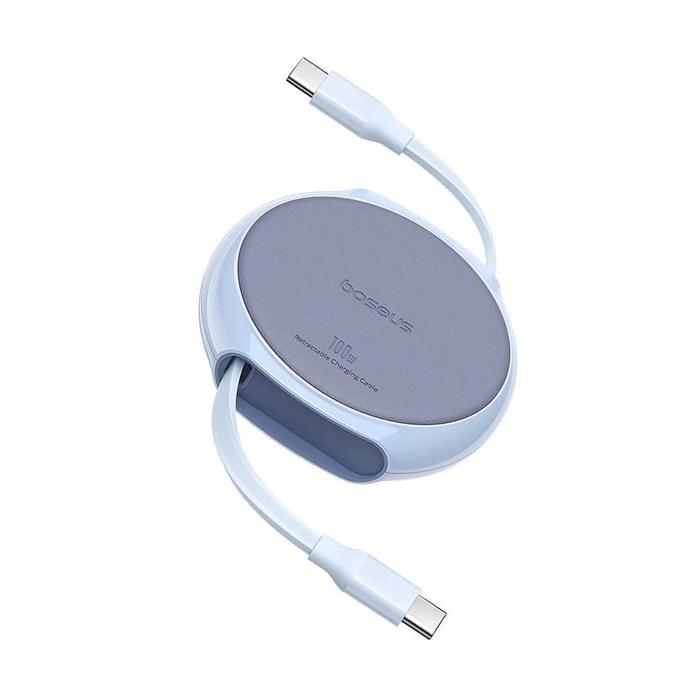 Cablu Date si Incarcare USB-C - USB-C Baseus Pathfinder Retractable, 100W, 1m, Bleu P10368400311-00