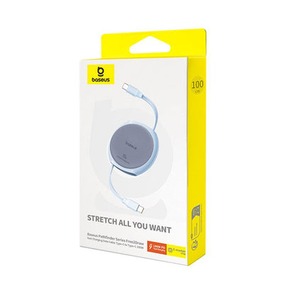 Cablu Date si Incarcare USB-C - USB-C Baseus Pathfinder Retractable, 100W, 1m, Bleu P10368400311-00