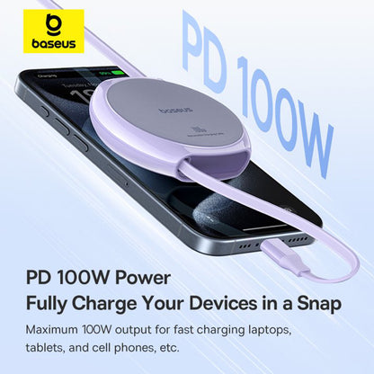 Cablu Date si Incarcare USB-C - USB-C Baseus Pathfinder Retractable, 100W, 1m, Mov P10368400511-00