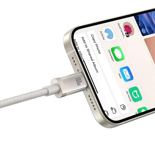 Cablu Date si Incarcare USB-C - USB-C Baseus Titanium, 100W, 2m, Argintiu P10378100G21-01