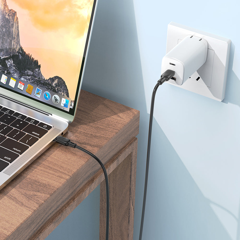 Cablu Date si Incarcare USB-C - USB-C Borofone BX113 Lenny, 60W, 2m, Negru