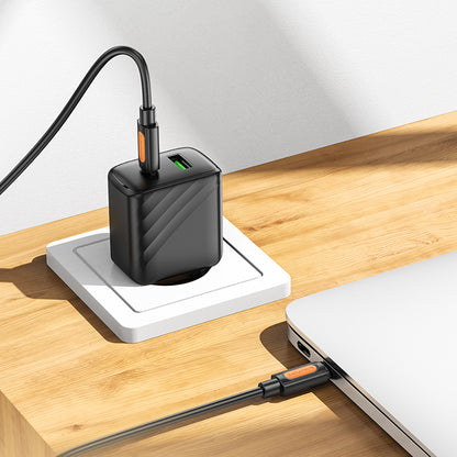 Cablu Date si Incarcare USB-C - USB-C Borofone BX114 Silicone, 60W, 1m, Negru