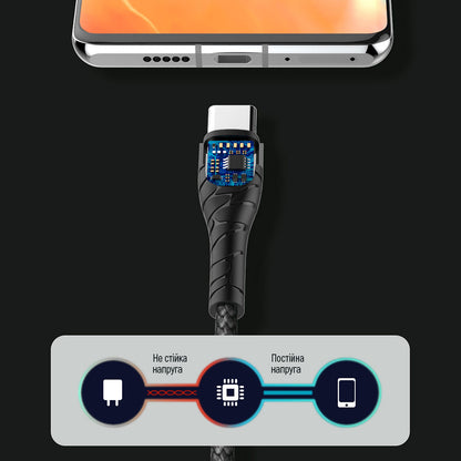 Cablu Date si Incarcare USB-C - USB-C ColorWay CW-CBPDCC040, 65W, 1m, Gri
