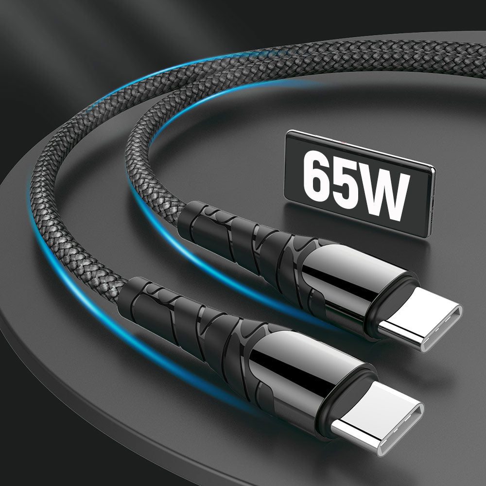 Cablu Date si Incarcare USB-C - USB-C ColorWay CW-CBPDCC040, 65W, 1m, Gri