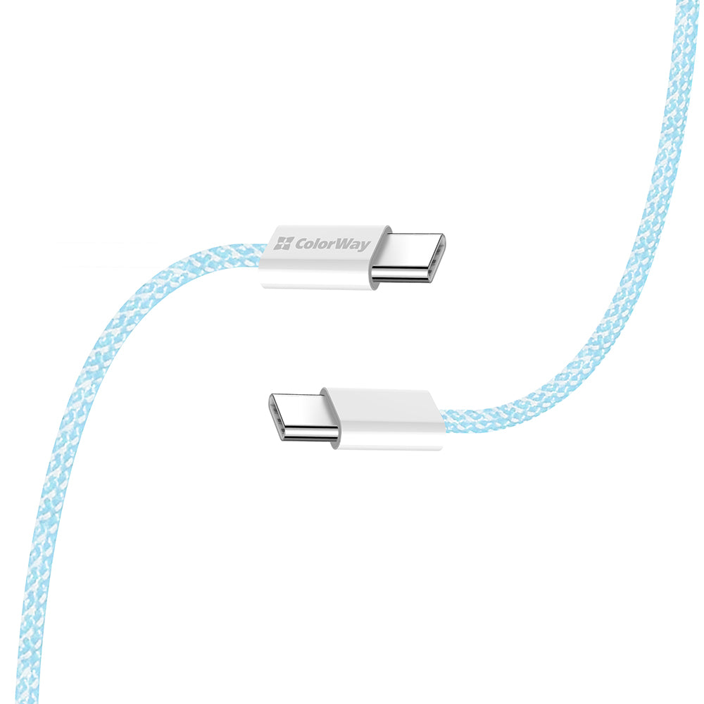 Cablu Date si Incarcare USB-C - USB-C ColorWay CW-CBPDCC061, 60W, 1m, Albastru