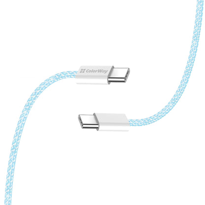 Cablu Date si Incarcare USB-C - USB-C ColorWay CW-CBPDCC061, 60W, 1m, Albastru