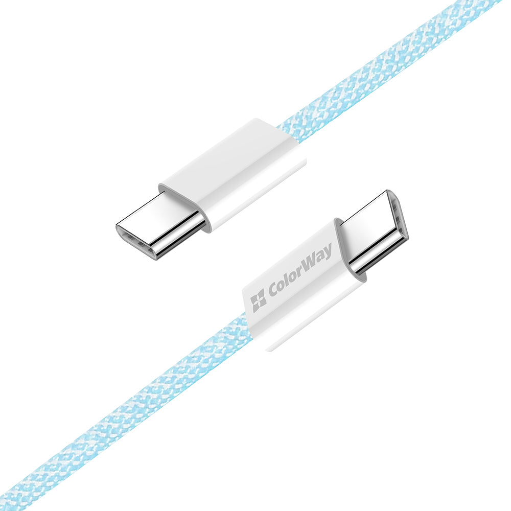 Cablu Date si Incarcare USB-C - USB-C ColorWay CW-CBPDCC061, 60W, 1m, Albastru