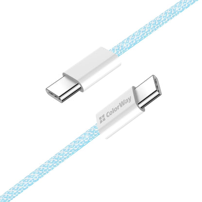 Cablu Date si Incarcare USB-C - USB-C ColorWay CW-CBPDCC061, 60W, 1m, Albastru