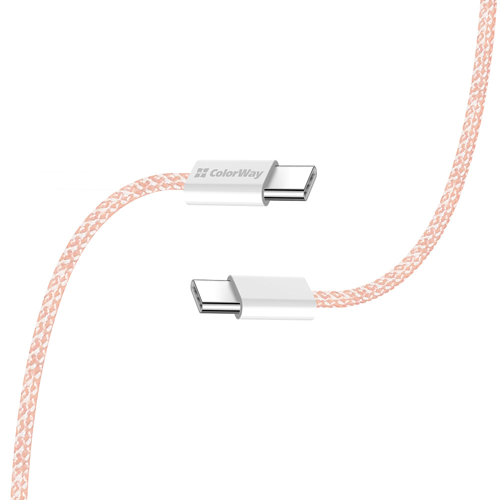 Cablu Date si Incarcare USB-C - USB-C ColorWay CW-CBPDCC061, 60W, 1m, Roz