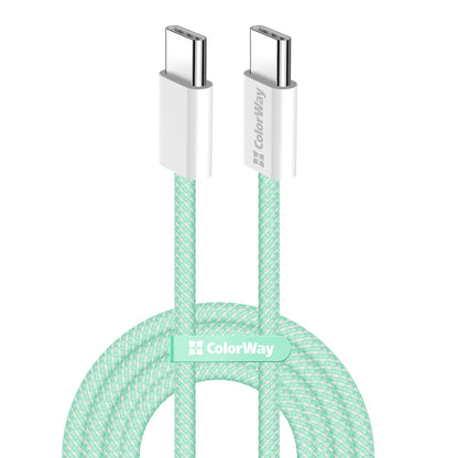 Cablu Date si Incarcare USB-C - USB-C ColorWay CW-CBPDCC061, 60W, 1m, Verde