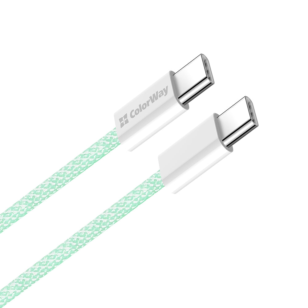 Cablu Date si Incarcare USB-C - USB-C ColorWay CW-CBPDCC061, 60W, 1m, Verde