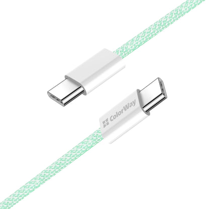Cablu Date si Incarcare USB-C - USB-C ColorWay CW-CBPDCC061, 60W, 1m, Verde