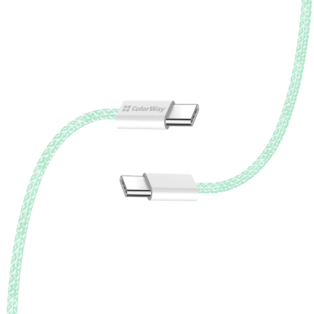 Cablu Date si Incarcare USB-C - USB-C ColorWay CW-CBPDCC061, 60W, 1m, Verde