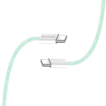 Cablu Date si Incarcare USB-C - USB-C ColorWay CW-CBPDCC061, 60W, 1m, Verde