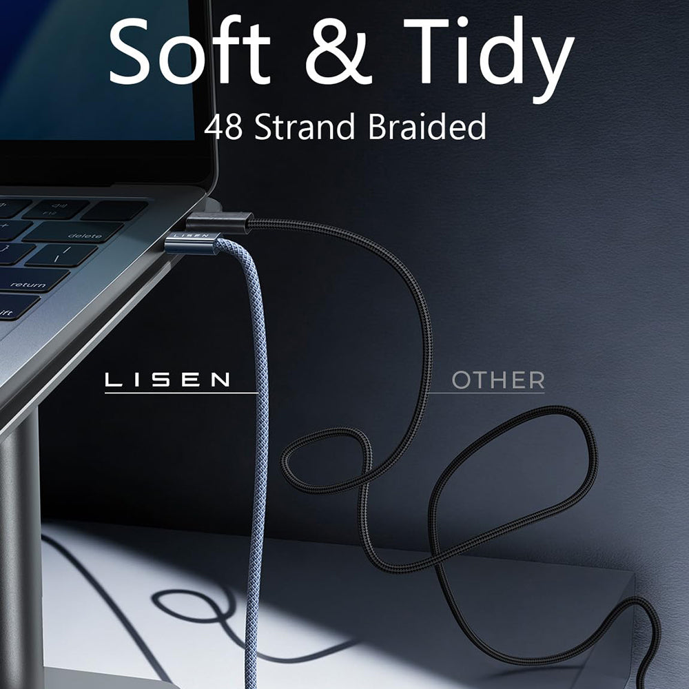 Cablu Date si Incarcare USB-C - USB-C Lisen, 240W, 2m, Set 2 bucati, Bleumarin YL0123070023