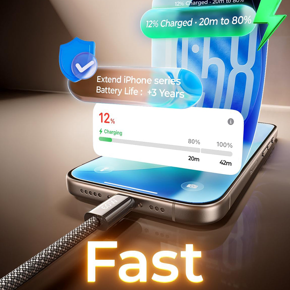 Cablu Date si Incarcare USB-C - USB-C Lisen, 60W, Set 5 bucati (2 x 1m, 2 x 2m, 1 x 3m), Negru YL0123070010