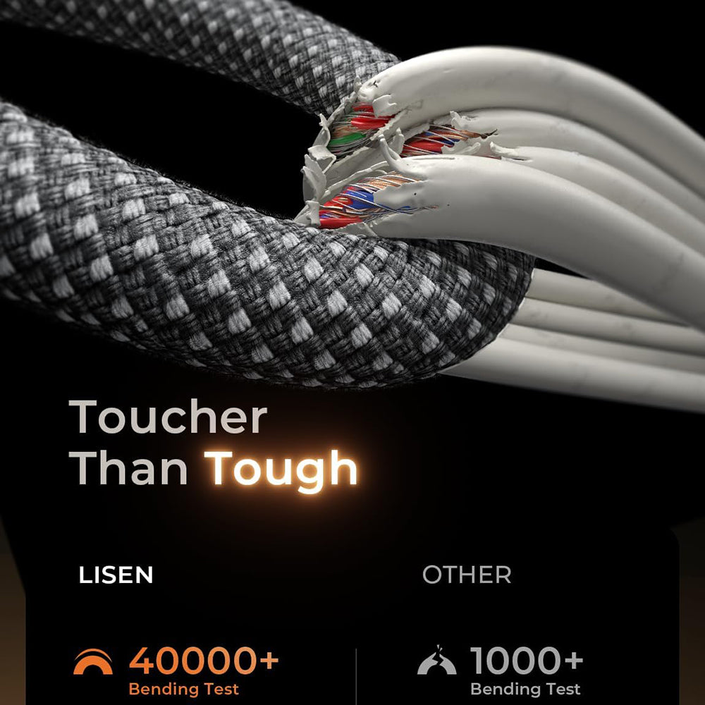 Cablu Date si Incarcare USB-C - USB-C Lisen, 60W, Set 5 bucati (2 x 1m, 2 x 2m, 1 x 3m), Negru YL0123070010