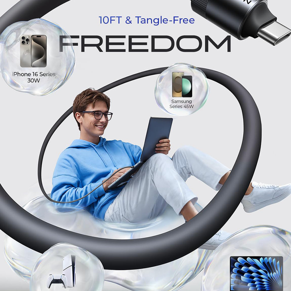 Cablu Date si Incarcare USB-C - USB-C Lisen L115, 100W, 3m, Negru YL0125040001