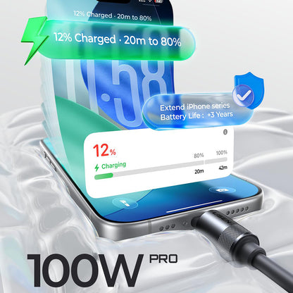 Cablu Date si Incarcare USB-C - USB-C Lisen L115, 100W, 3m, Negru YL0125040001