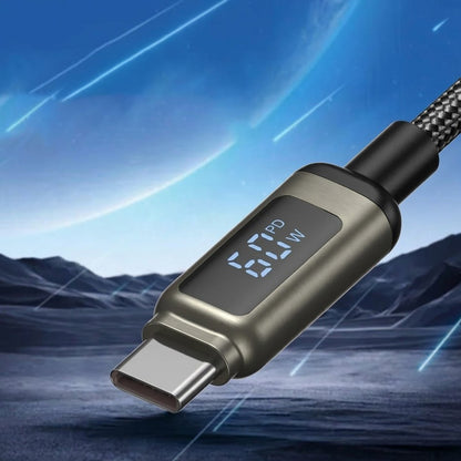 Cablu Date si Incarcare USB-C - USB-C Lito LD15 Display, 60W, 1m, Negru