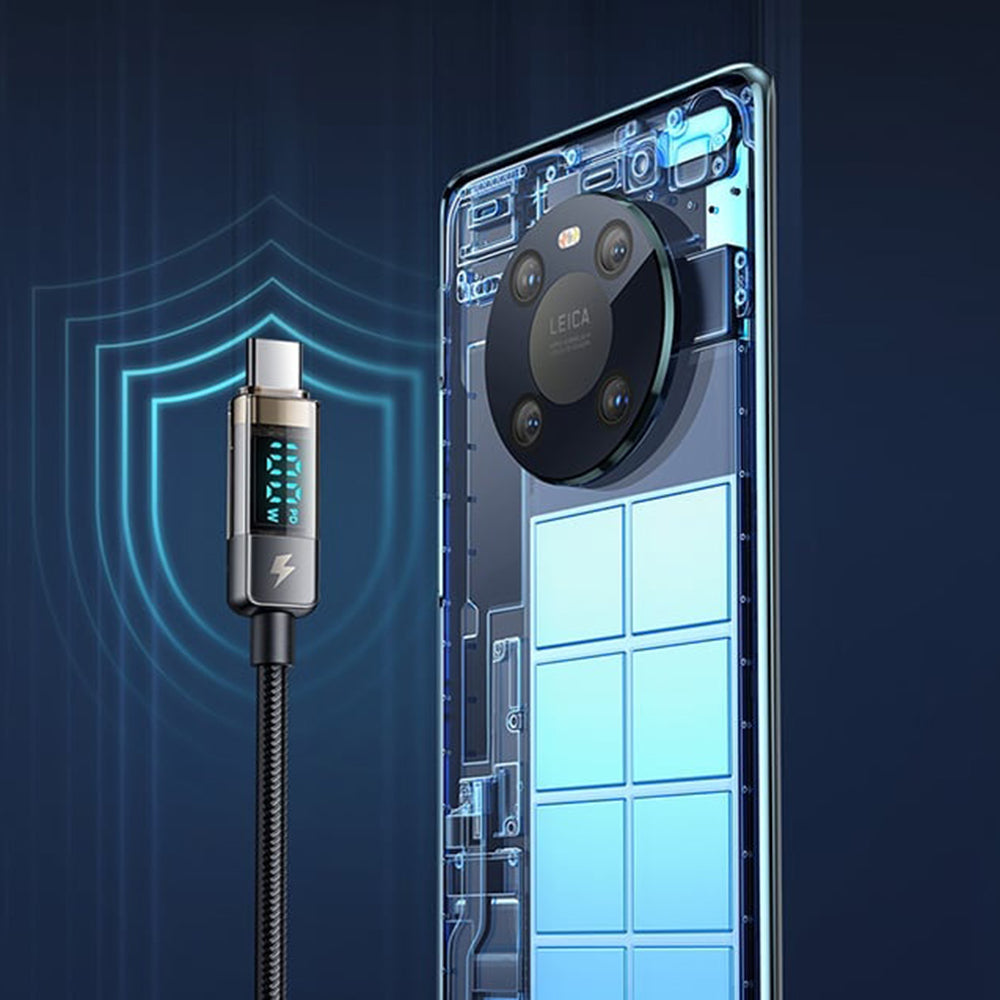 Cablu Date si Incarcare USB-C - USB-C McDodo CA-3610 Display Auto Power Off, 100W, 1.2m, Negru