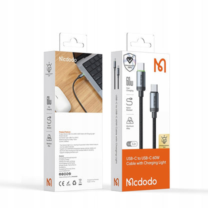 Cablu Date si Incarcare USB-C - USB-C McDodo CA-4410, 60W, 1m, Negru