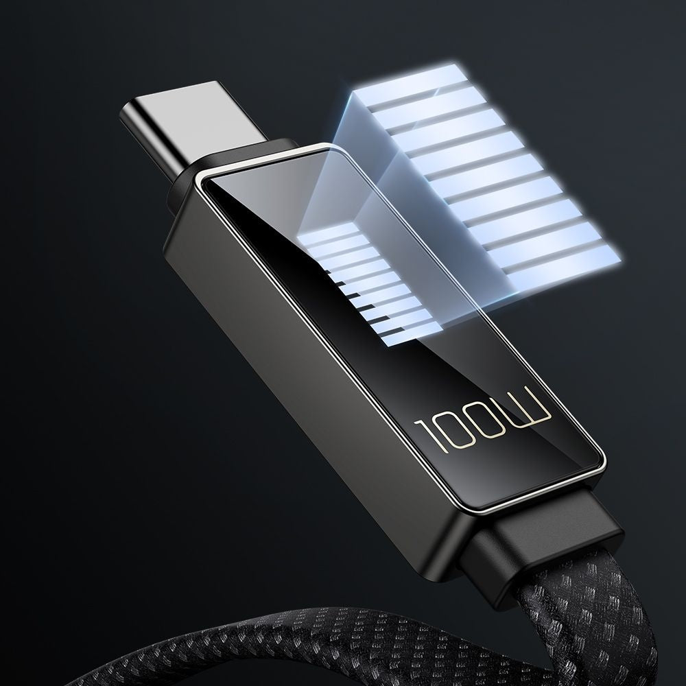 Cablu Date si Incarcare USB-C - USB-C McDodo CA-4470 Rythm Display, 100W, 1.2m, Negru