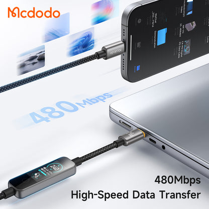 Cablu Date si Incarcare USB-C - USB-C McDodo CA-8750 Display, 240W, 1.2m, Negru