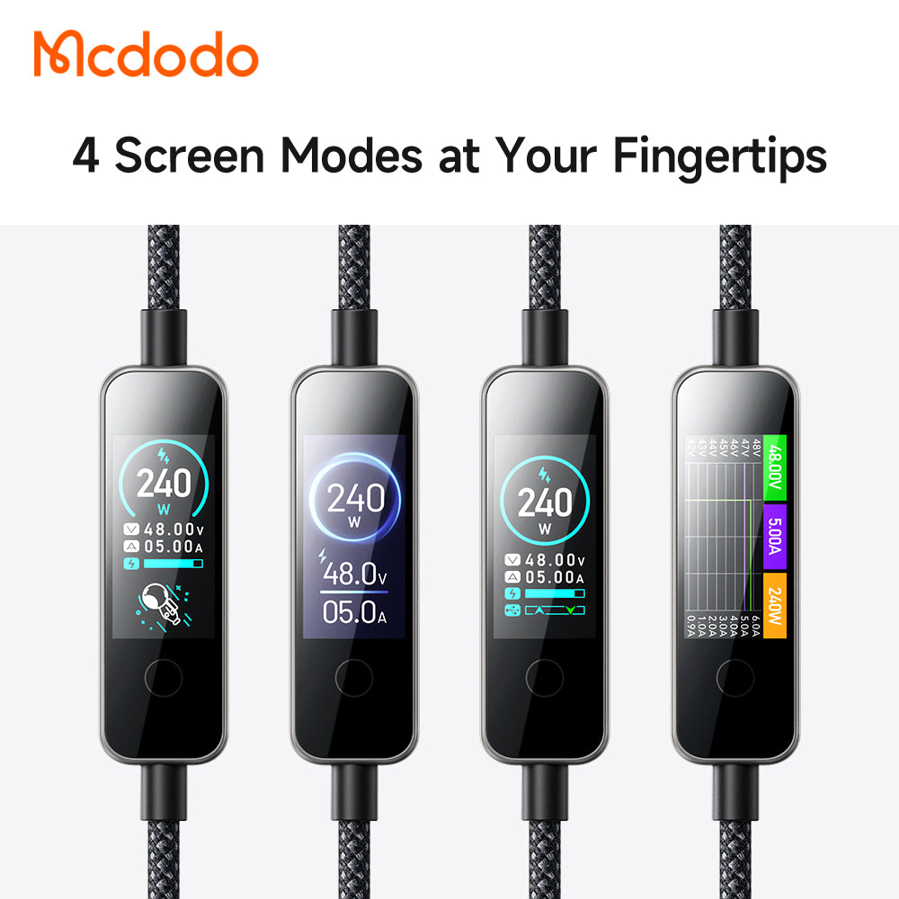 Cablu Date si Incarcare USB-C - USB-C McDodo CA-8750 Display, 240W, 1.2m, Negru