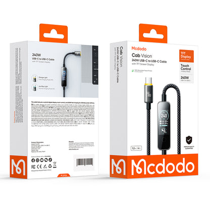 Cablu Date si Incarcare USB-C - USB-C McDodo CA-8750 Display, 240W, 1.2m, Negru